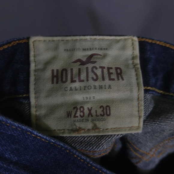 Hollister Slim Straight Denim Jeans Men's Size 28x30 Dark Wash Button Fly - Picture 6 of 8